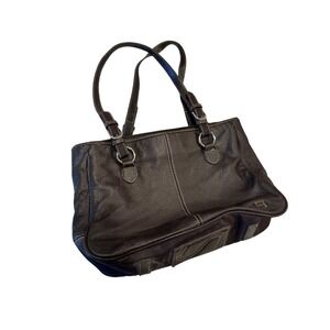 The Sak Women's Handbag Brown Leather Inner Pockets Double Handle Shoulder Bag